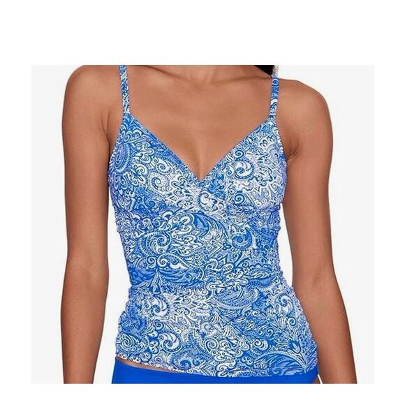 Lauren Ralph Lauren Womens Printed Underwire Tankini Swim Top Sz 10 NWT - Picture 3 of 9